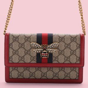 Gucci Queen Margaret GG Chain Wallet Mini in Coated Canvas